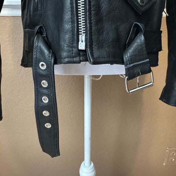 Vintage Body Equip Women's Size M Leather Motorcycle Jacket Black 80s Biker Punk - Picture 2 of 10